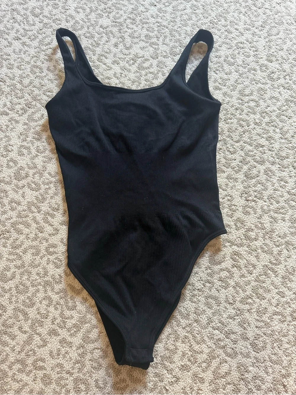 OQQ Black Ribbed Seamless Bodysuit